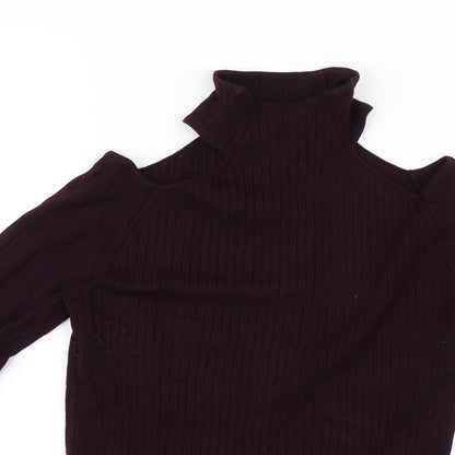 Womens UK Size 10 New Look Purple Jersey Blouse