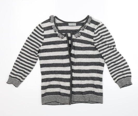 Per Una Womens Grey Striped  Full Zip Jumper Size S