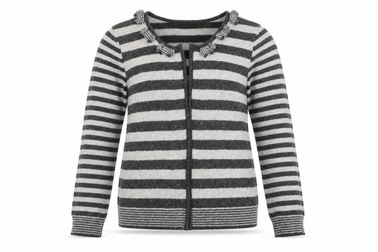Per Una Womens Grey Striped  Full Zip Jumper Size S
