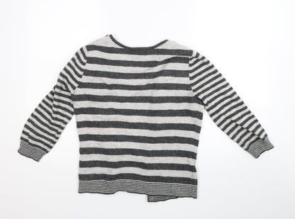 Per Una Womens Grey Striped  Full Zip Jumper Size S