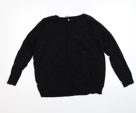 Soon Womens Black Floral  Pullover Jumper Size 18