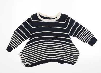 Wearhouse Womens Black Striped  Pullover Jumper Size 10