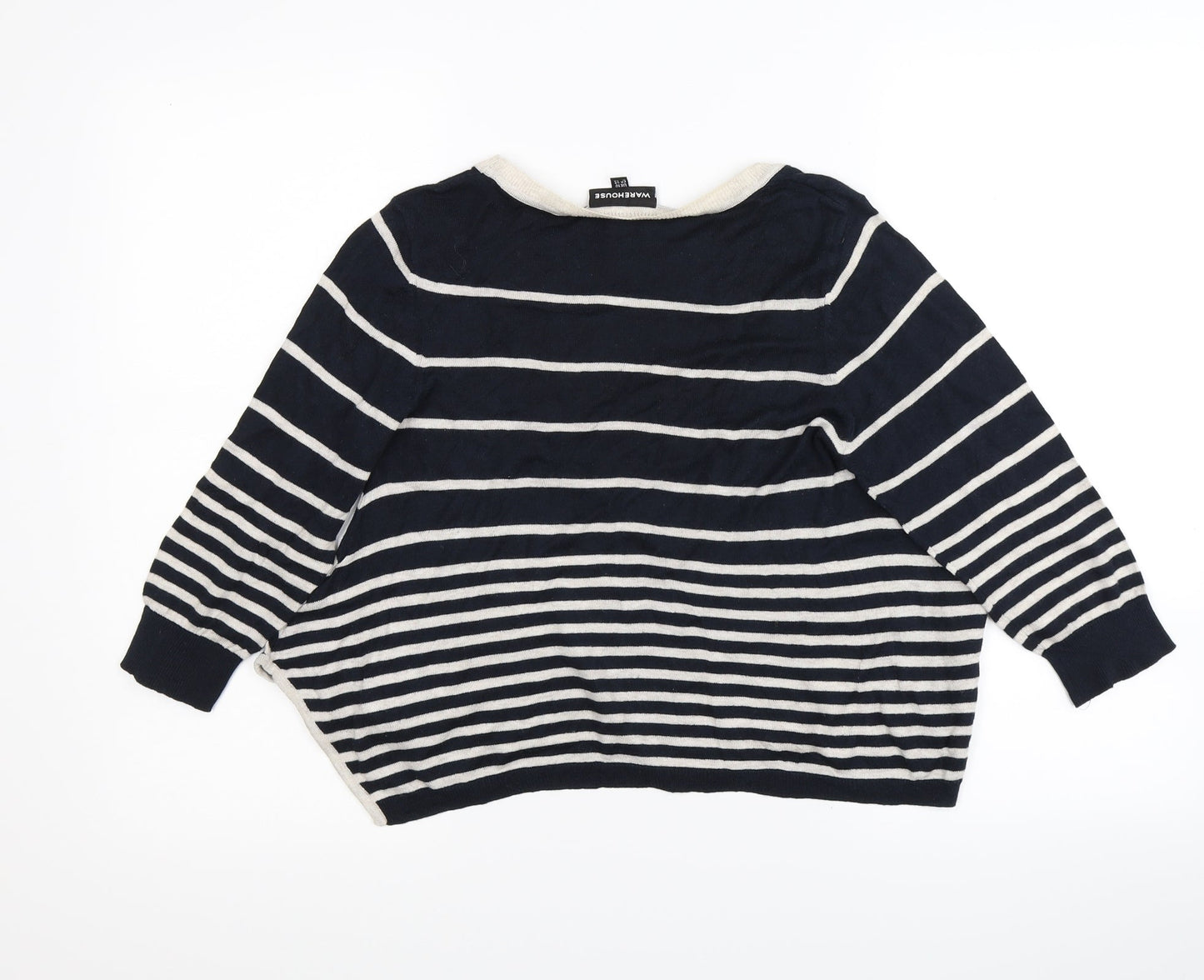 Wearhouse Womens Black Striped  Pullover Jumper Size 10