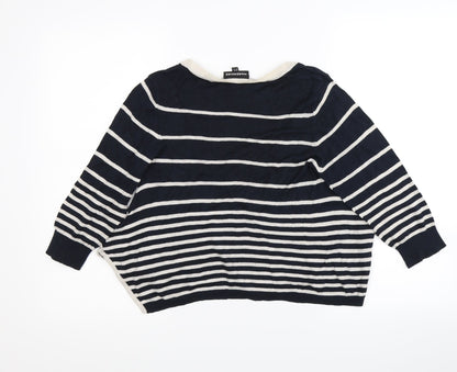 Wearhouse Womens Black Striped  Pullover Jumper Size 10