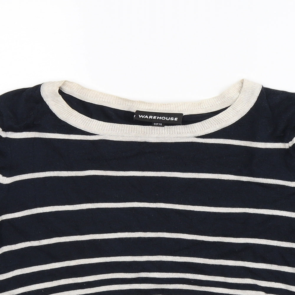 Wearhouse Womens Black Striped  Pullover Jumper Size 10