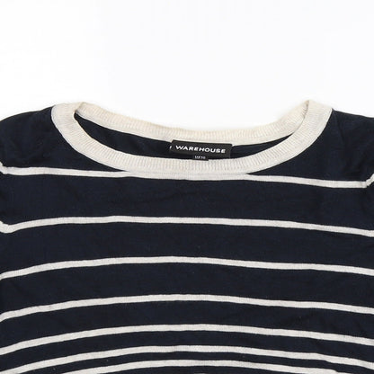 Wearhouse Womens Black Striped  Pullover Jumper Size 10