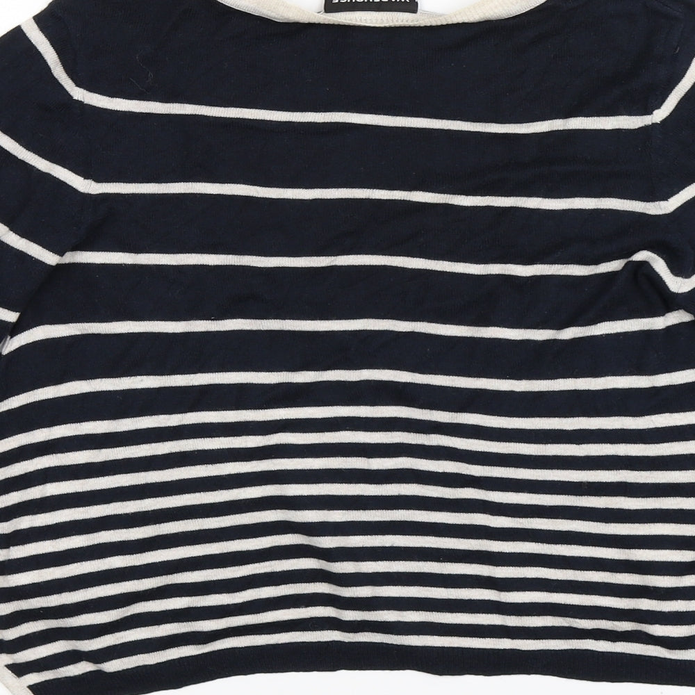 Wearhouse Womens Black Striped  Pullover Jumper Size 10