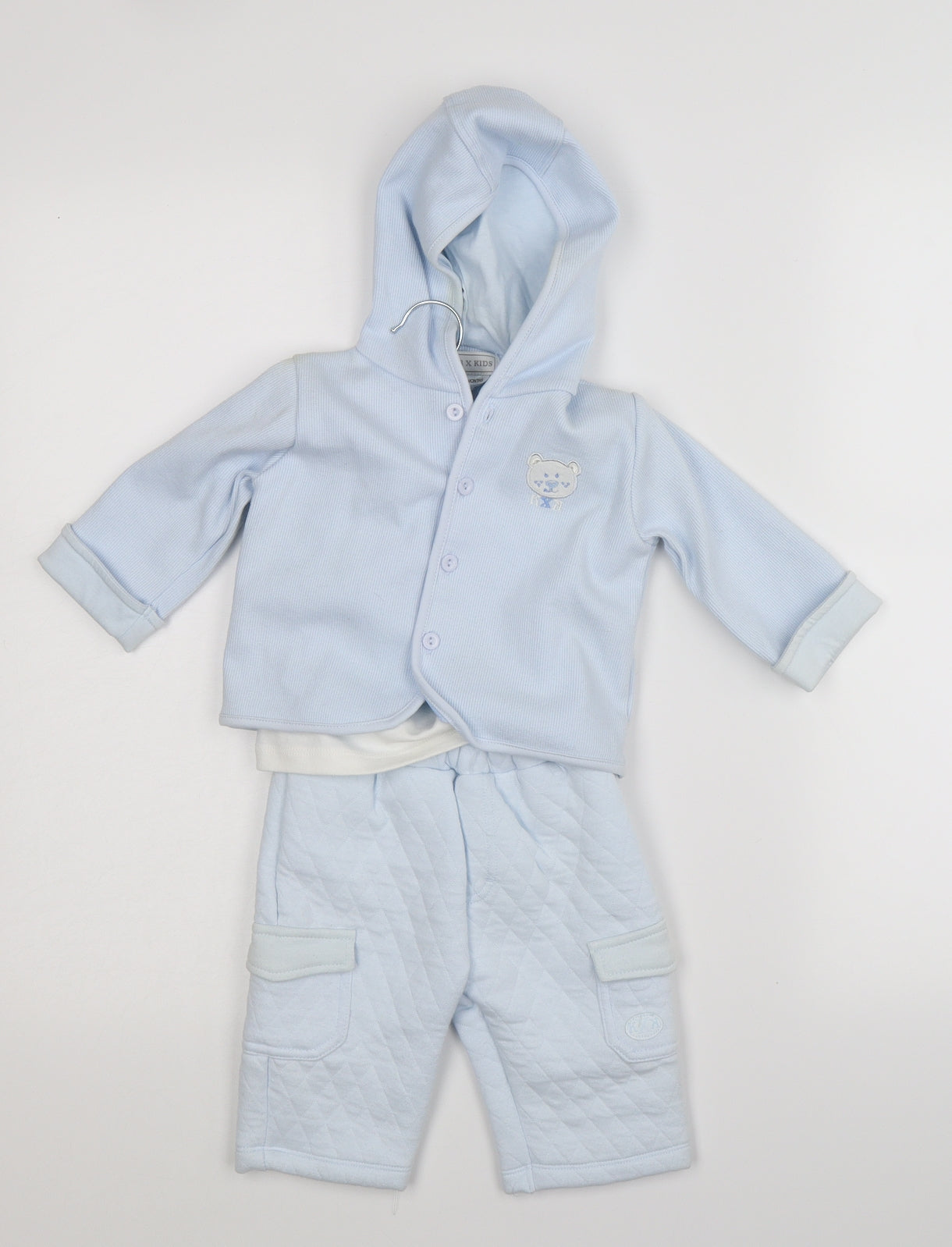kris x kids Boys Blue Solid  Babydoll Pyjama Set Size 0-3 Months