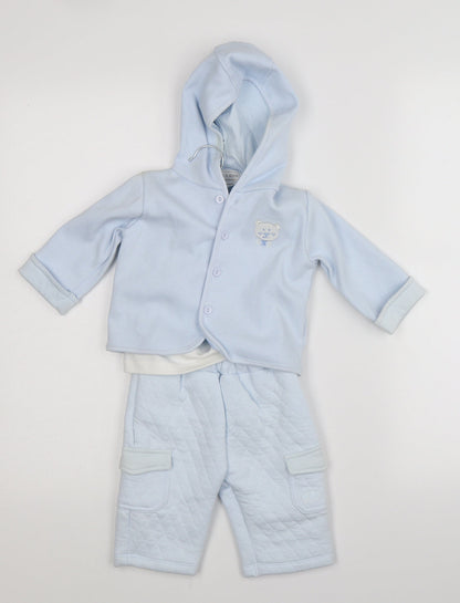 kris x kids Boys Blue Solid  Babydoll Pyjama Set Size 0-3 Months