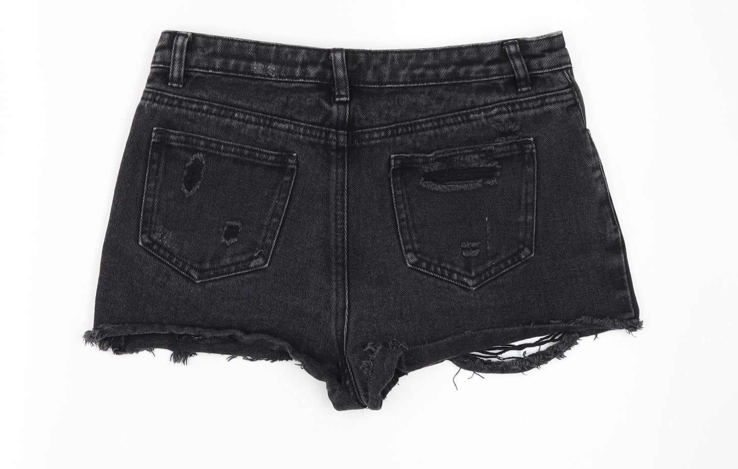 Denim & Co. Womens Black  Denim Hot Pants Shorts Size 8 - DISTRESSED