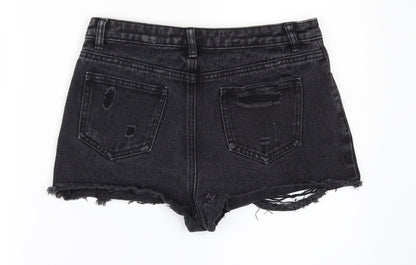 Denim & Co. Womens Black  Denim Hot Pants Shorts Size 8 - DISTRESSED
