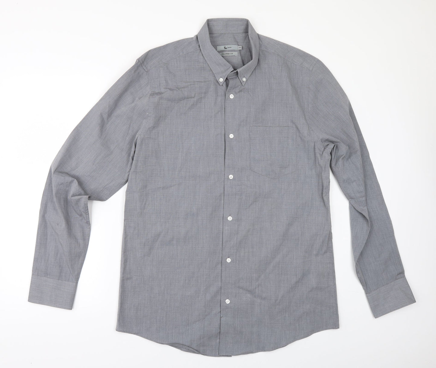 TU Mens Grey    Button-Up Size 15.5