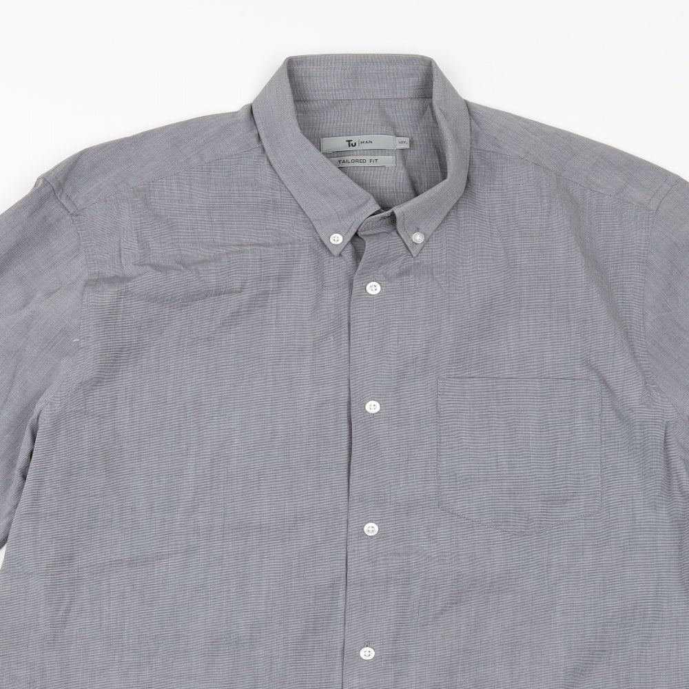 TU Mens Grey    Button-Up Size 15.5