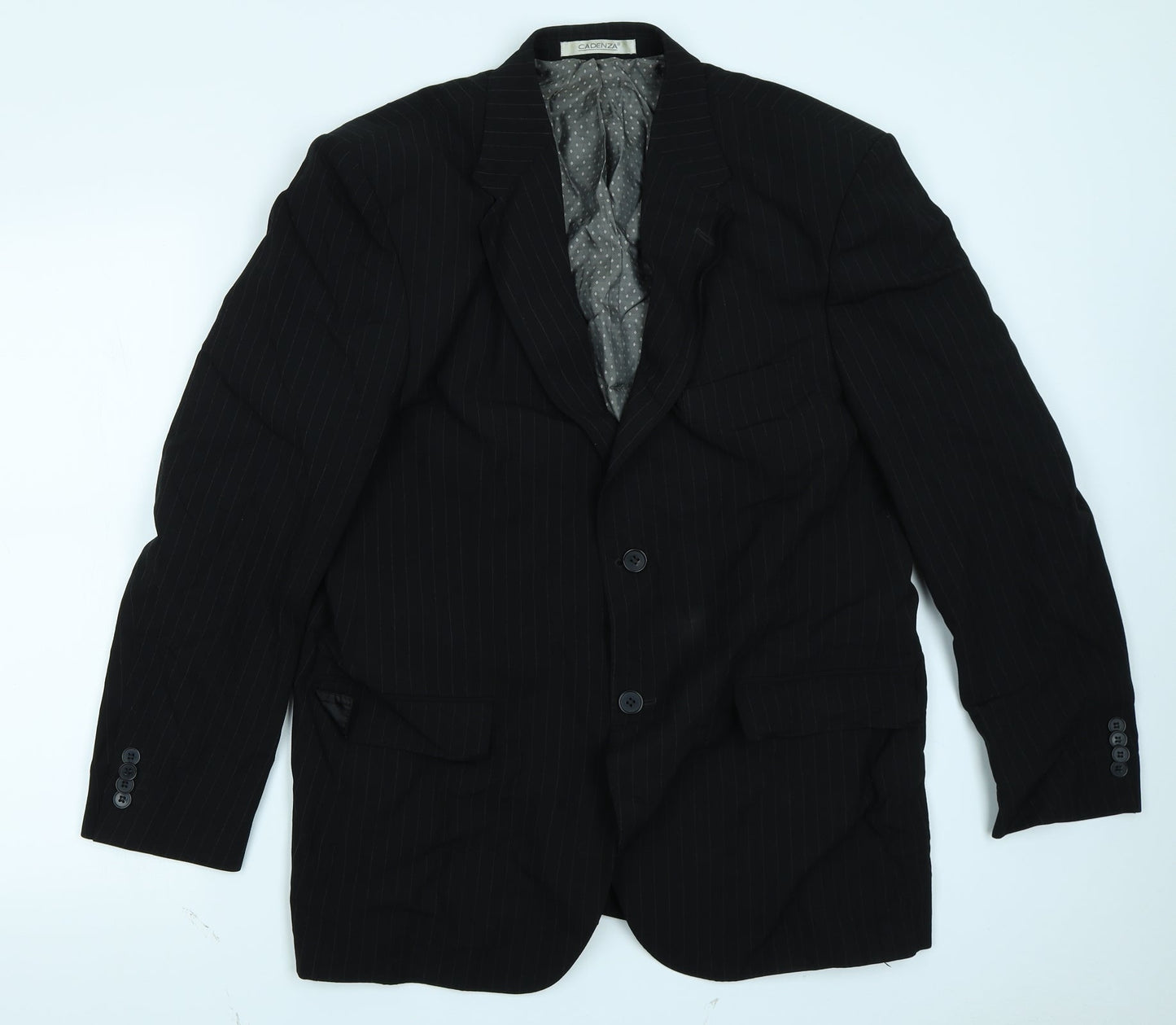 Cadenza Mens Black Striped  Jacket Blazer Size 42
