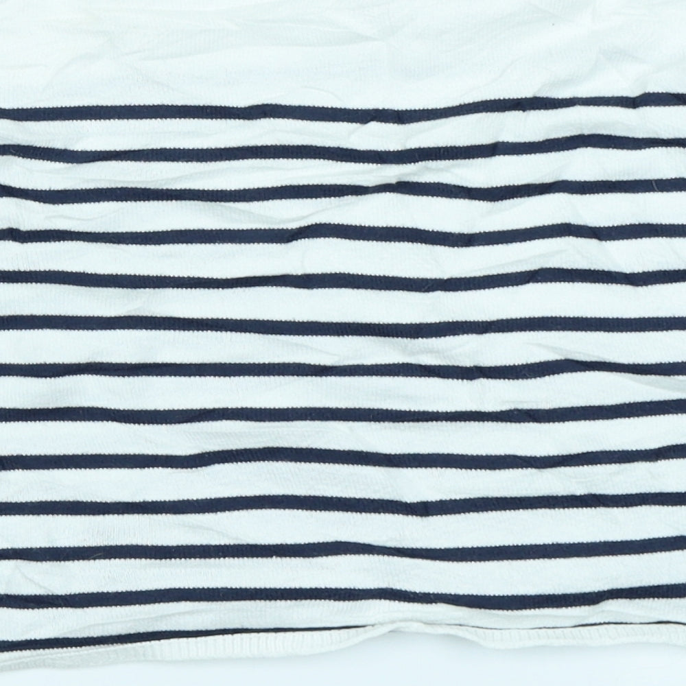 H&M Girls White Striped Knit Pullover Jumper Size 13-14 Years