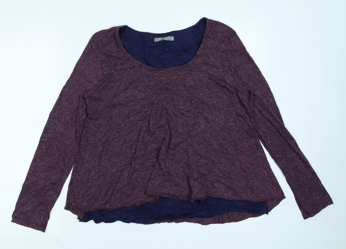 Womens UK Size 12 Lily & Me Purple Basic T-Shirt