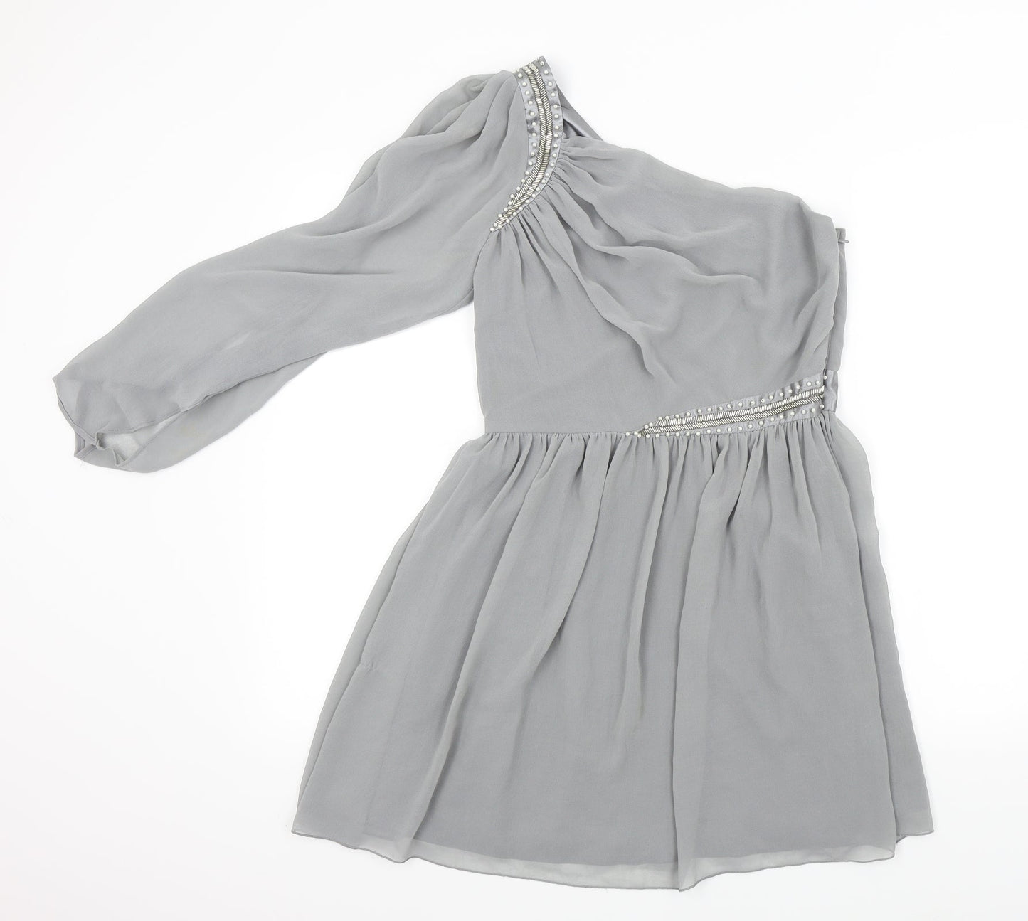 Lipsy Womens Grey Colourblock  Fit & Flare  Size 10