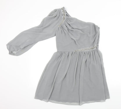 Lipsy Womens Grey Colourblock  Fit & Flare  Size 10