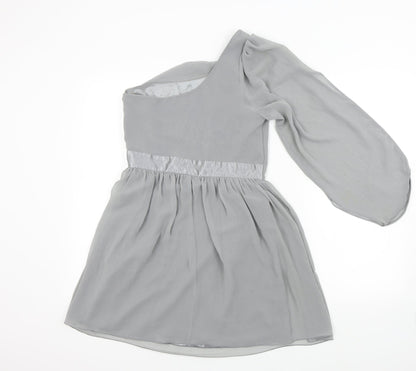 Lipsy Womens Grey Colourblock  Fit & Flare  Size 10