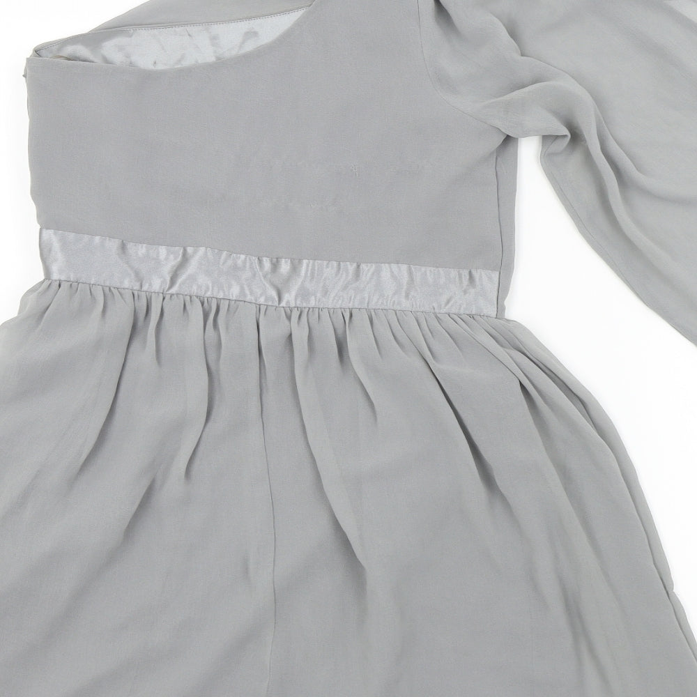 Lipsy Womens Grey Colourblock  Fit & Flare  Size 10