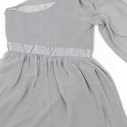 Lipsy Womens Grey Colourblock  Fit & Flare  Size 10