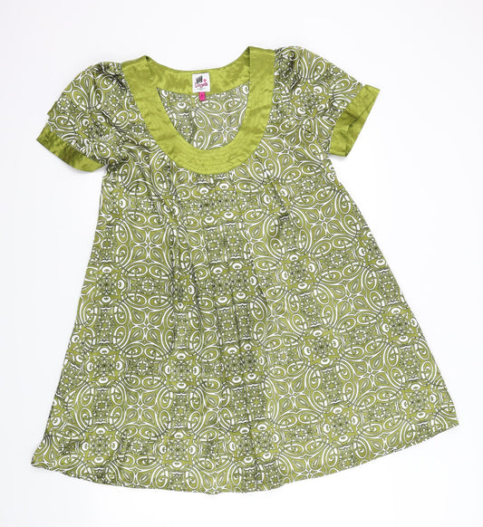 New Look Womens Green Geometric  Fit & Flare  Size 8