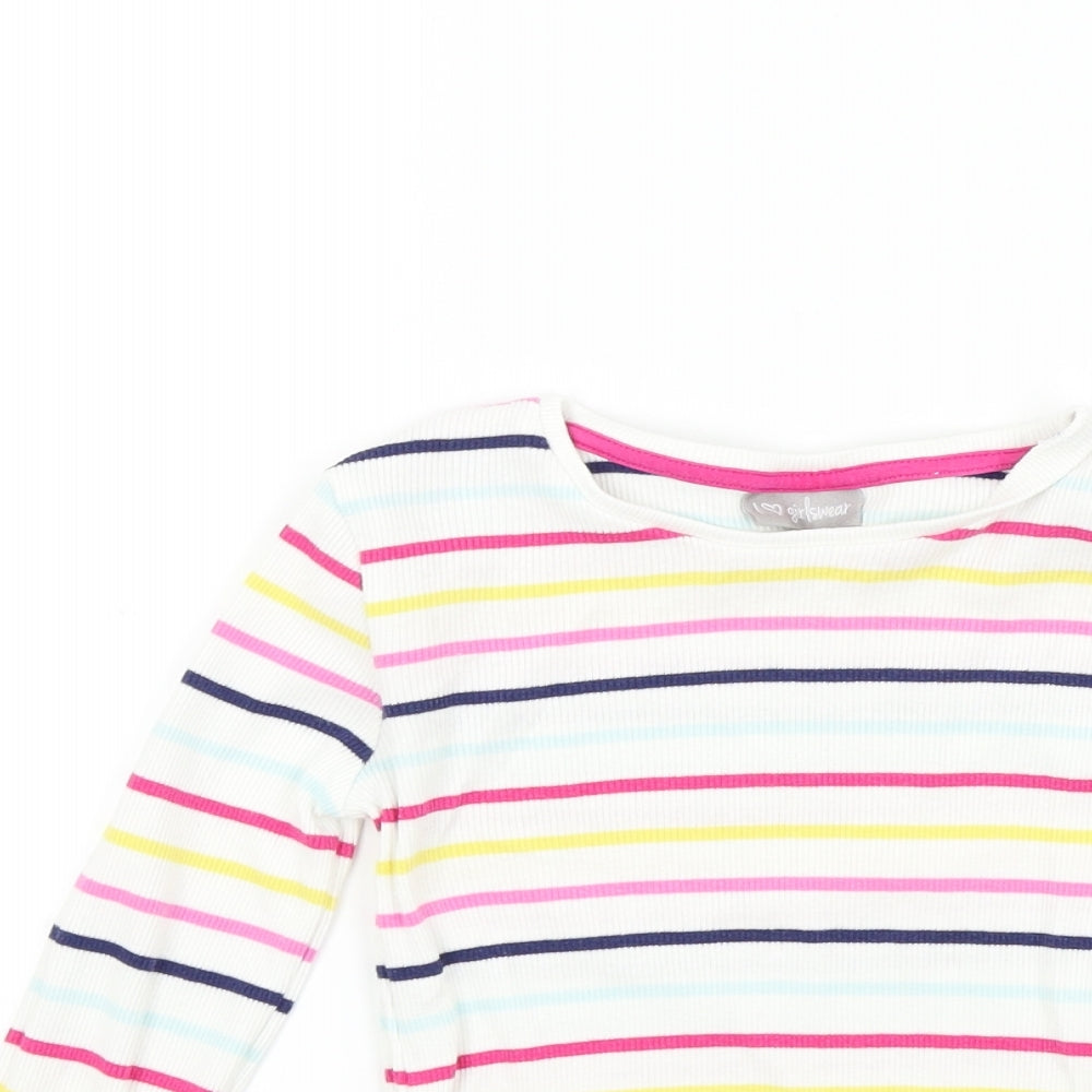 I love girl wear  Girls Multicoloured Striped  Basic T-Shirt Size 7 Years