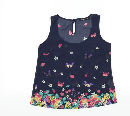 Primark Womens Multicoloured Colourblock  Basic T-Shirt Size 8  - butteflies