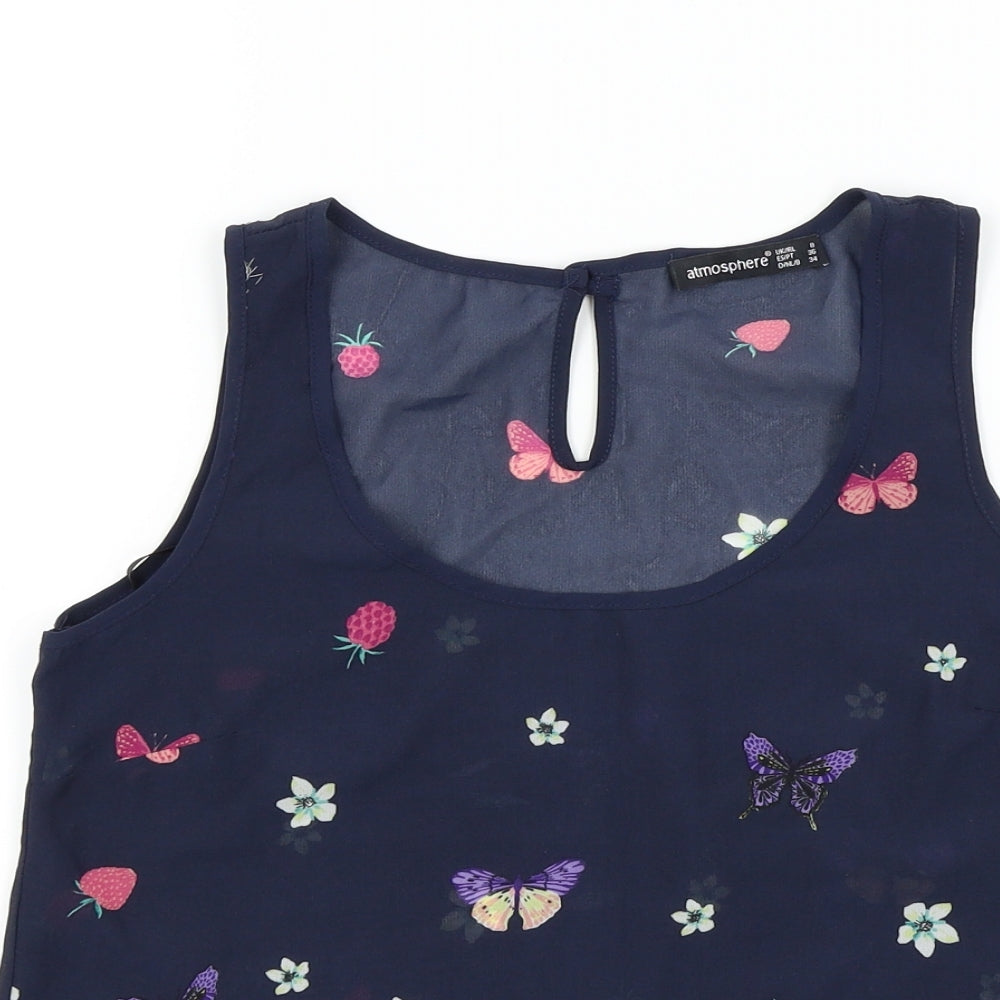 Primark Womens Multicoloured Colourblock  Basic T-Shirt Size 8  - butteflies