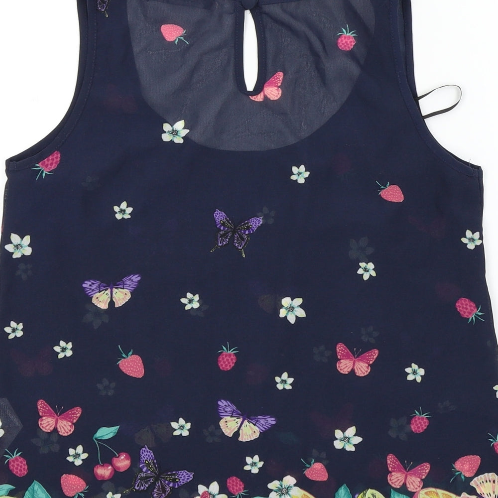 Primark Womens Multicoloured Colourblock  Basic T-Shirt Size 8  - butteflies