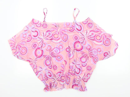 bonus moda Womens Pink Geometric  Basic Blouse Size XL