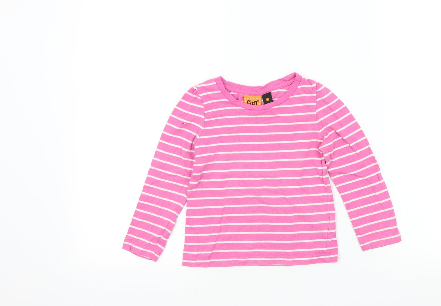 fun spirit Girls Pink Striped  Basic T-Shirt Size 4 Years