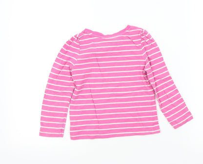 fun spirit Girls Pink Striped  Basic T-Shirt Size 4 Years
