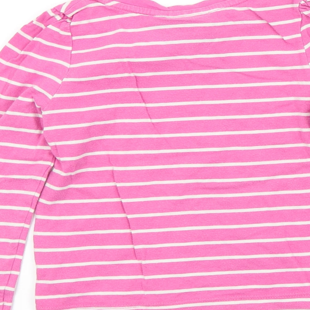 fun spirit Girls Pink Striped  Basic T-Shirt Size 4 Years
