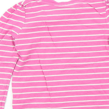 fun spirit Girls Pink Striped  Basic T-Shirt Size 4 Years