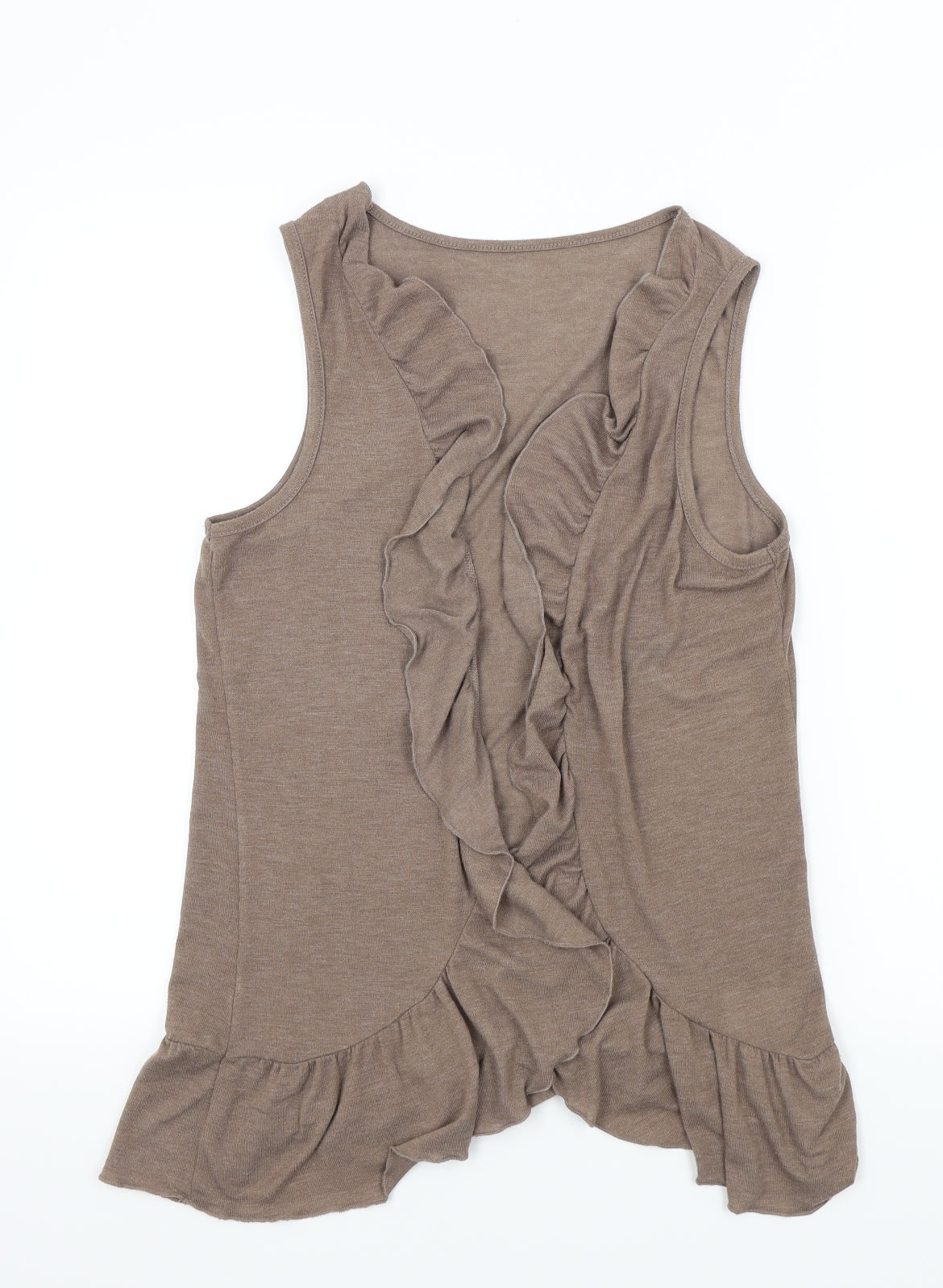 Soon Womens Brown   Cardigan Jumper Size 12  - Frill Detail
