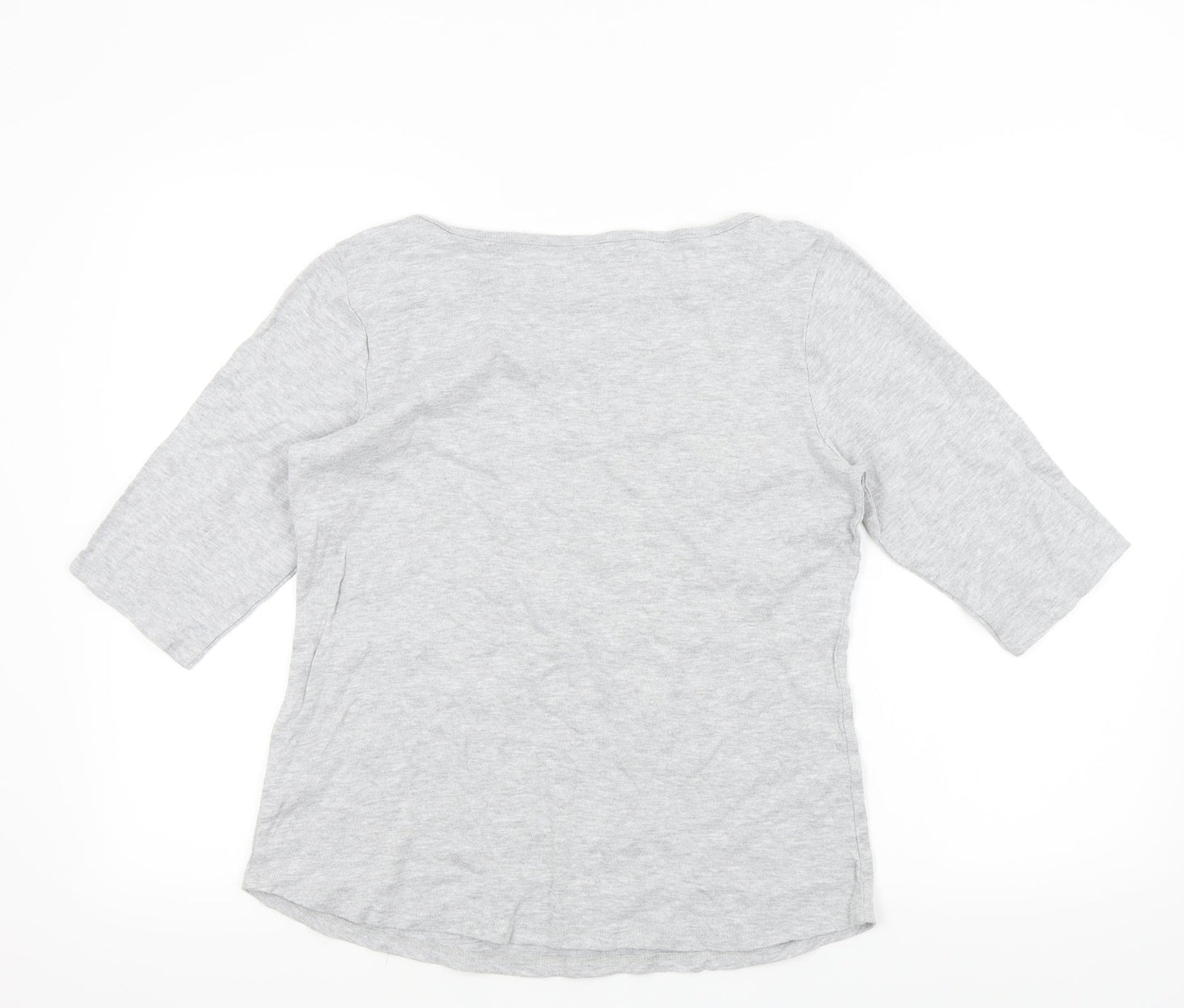 Denim & Co. Womens Grey Colourblock  Basic T-Shirt Size M