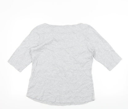 Denim & Co. Womens Grey Colourblock  Basic T-Shirt Size M