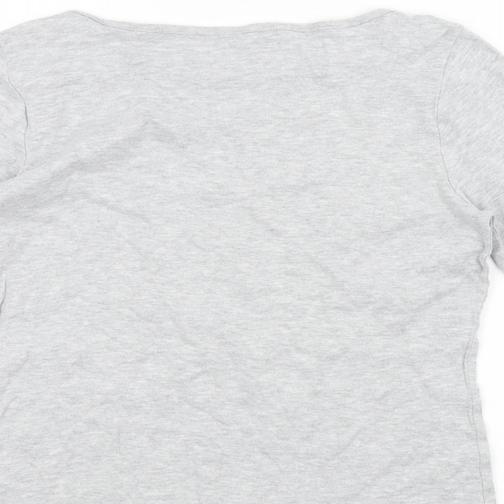 Denim & Co. Womens Grey Colourblock  Basic T-Shirt Size M