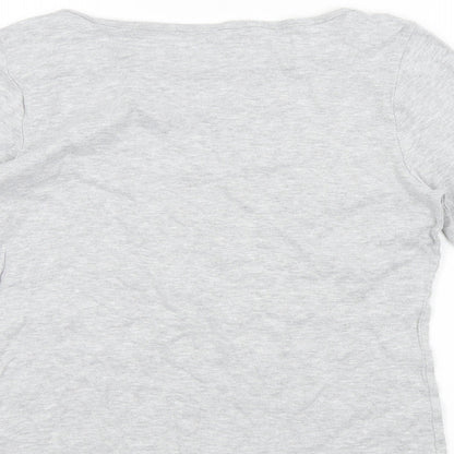 Denim & Co. Womens Grey Colourblock  Basic T-Shirt Size M