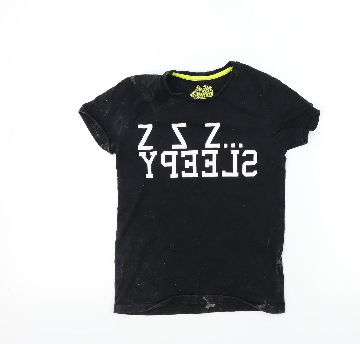 M&S Boys Black Houndstooth  Basic T-Shirt Size 6-7 Years