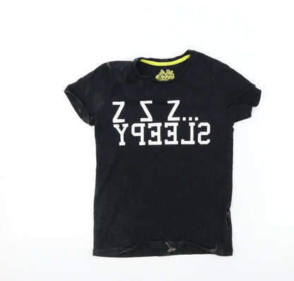 M&S Boys Black Houndstooth  Basic T-Shirt Size 6-7 Years
