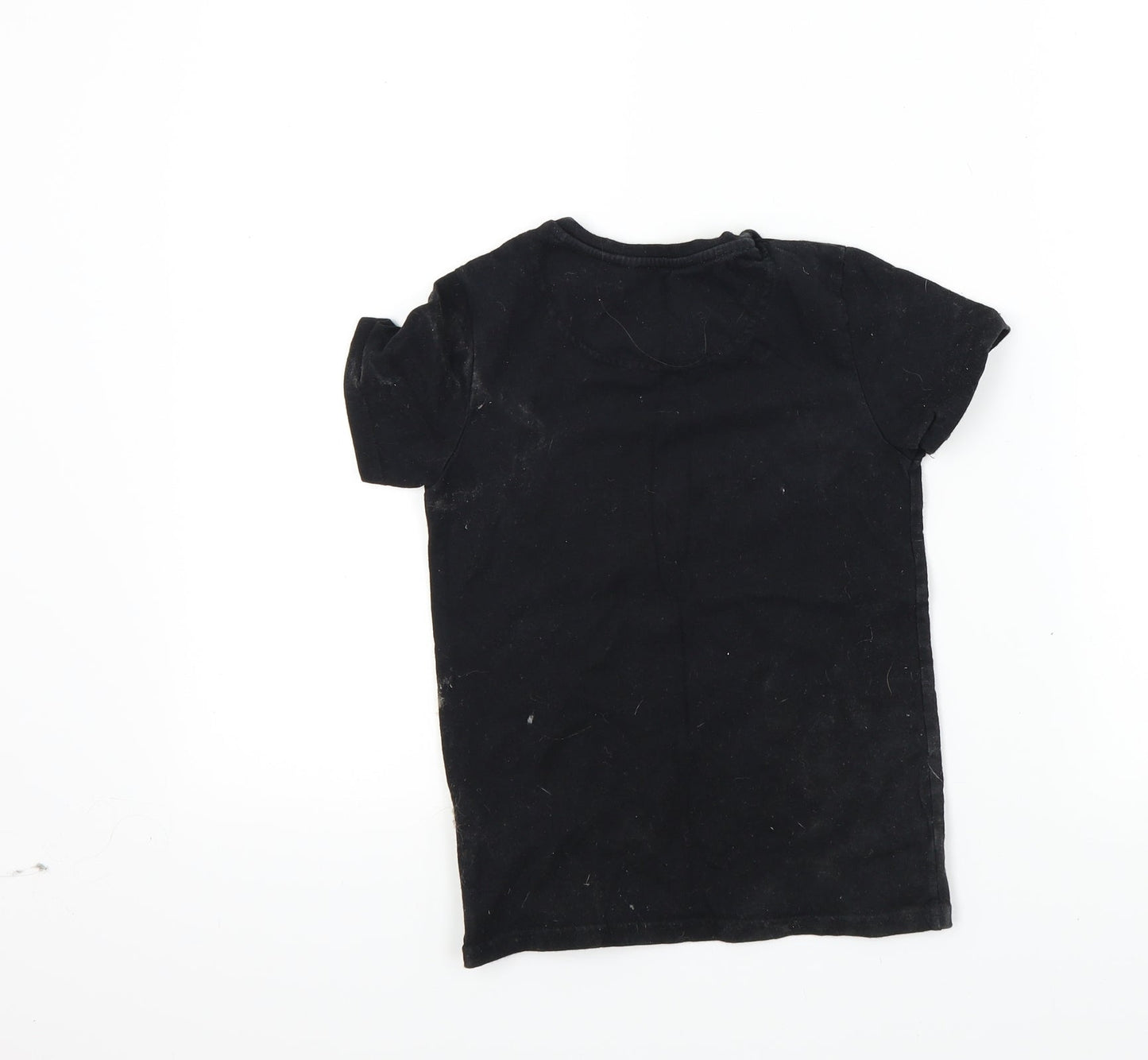 M&S Boys Black Houndstooth  Basic T-Shirt Size 6-7 Years