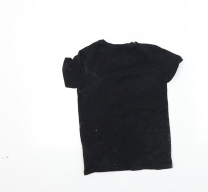 M&S Boys Black Houndstooth  Basic T-Shirt Size 6-7 Years