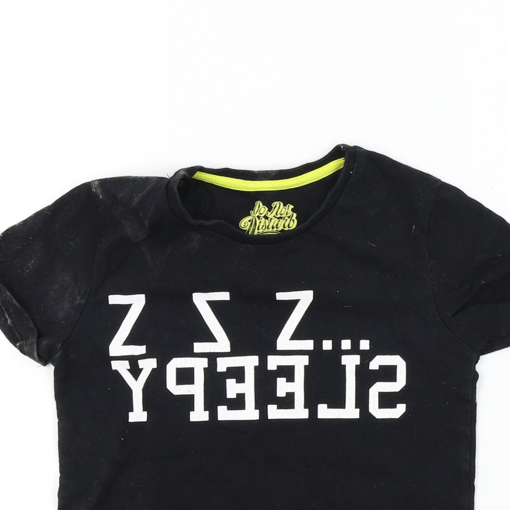 M&S Boys Black Houndstooth  Basic T-Shirt Size 6-7 Years