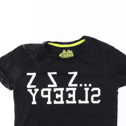 M&S Boys Black Houndstooth  Basic T-Shirt Size 6-7 Years