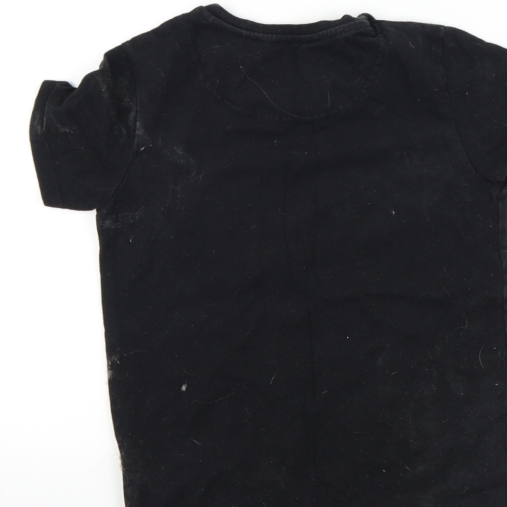 M&S Boys Black Houndstooth  Basic T-Shirt Size 6-7 Years