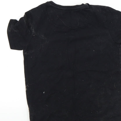 M&S Boys Black Houndstooth  Basic T-Shirt Size 6-7 Years