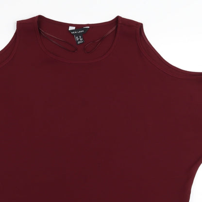 Womens UK Size 10 New Look Red Basic Blouse