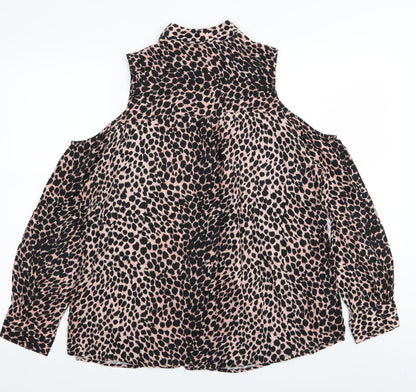 Topshop Womens Multicoloured Animal Print  Basic Button-Up Size 12